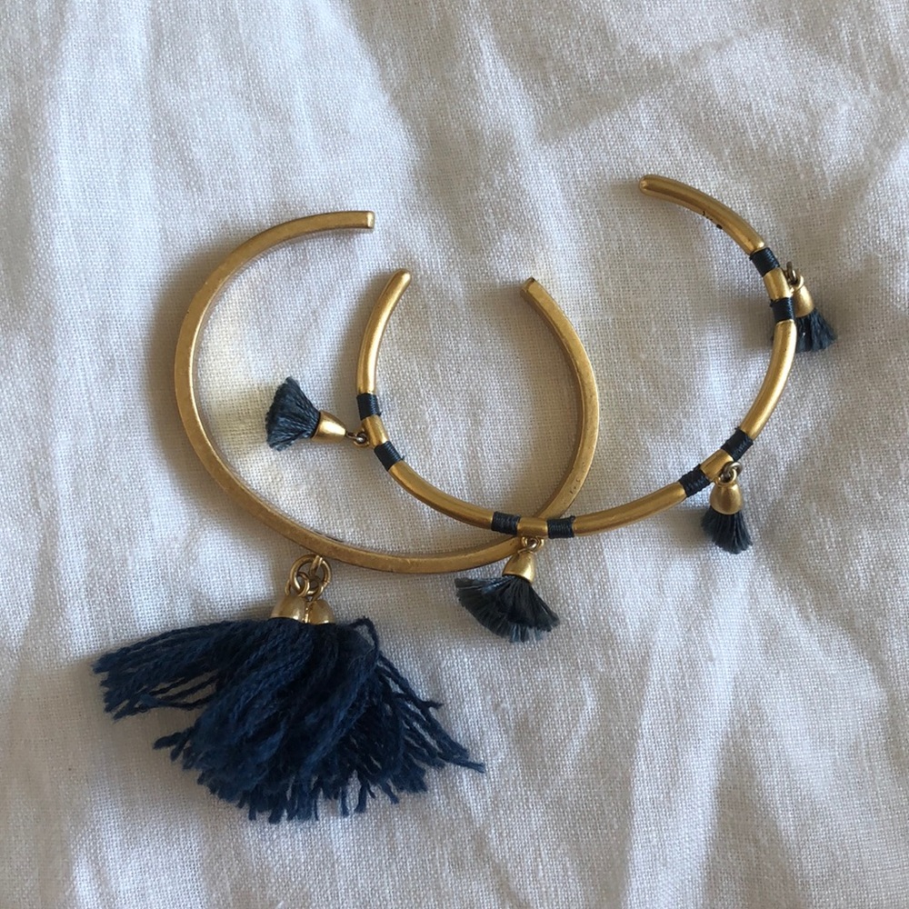 Madewell gold cuffs bracelets with tassels